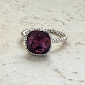 NIB - Touchstone Crystal by Swarovski, Keepsake Ring Sz 8 Amethyst, Rhodium